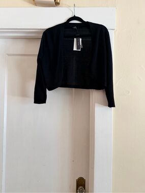 Only Mine Black Cropped Open-Front Bolero Sweater